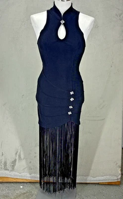 Vintage Tower Dress Black S fringe bodycon Witchy dark fairy costume flapper Y2K - Image 1 of 4