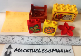 Lego Duplo 2435 Western Town Corn Seed Bag Barrel Bricks Crate Flower Parts Only