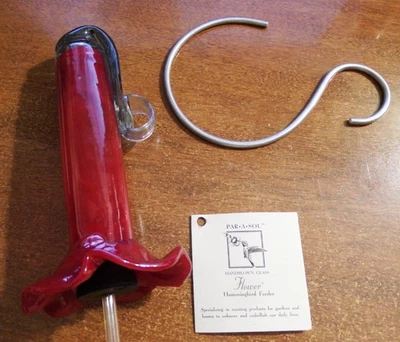 De Colección Sombrilla Rojo Soplado a Mano Arte Vidrio Colibrí Alimentador con Inserto Colgante ¡NUEVO! Foto 1 de 4