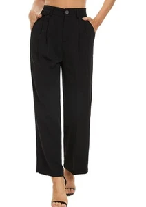 FUNYYZO Women's Loose Pleated Front Long Pants Wide Leg Trousers Size XS - Picture 1 of 6