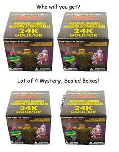 4 boxes Five Nights at Freddy’s Security Breach Backpack Hanger 24K Gold Chase - Picture 1 of 2
