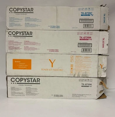 4 tóneres CMYK genuinos Kyocera 7052ci, 7353ci, 8052ci, 8353ci TK-8739CMK y TK-8727Y Foto 1 de 4
