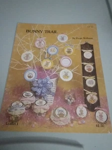 BUNNY TRAIL Counted Cross Stitch Leaflet 1 Peggy Wellman Easter Patterns Spring - Picture 1 of 7