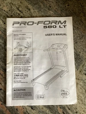 Cinta de Correr Pro-Form 580 LT Manual de Usuario para Modelo No. PFTL449908.0 Foto 1 de 2