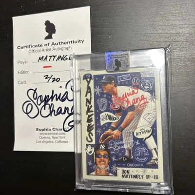 Topps Project 2020 Don Mattingly Sophia Chang Auto 2/20 Orange w Box and Cert - Image 1 of 3