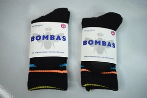 BOMBAS Toddler Crew Black Socks XS (1-8) 2 Pairs - NEW - Picture 1 of 3