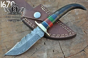 Custom Handmade Damaststahl Jagdmesser mit Premium Lederbezug, - Bild 1 von 6