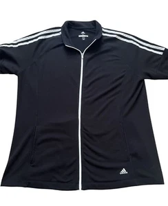 Adidas Golf Women Activewear Zip Jacket White/Black Striped Polyester Blend XL - Picture 1 of 9
