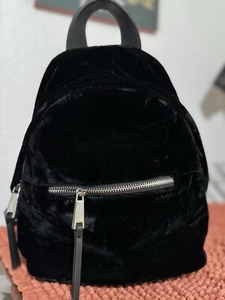 French Connection Mini Black Velvet Backpack - Picture 1 of 13