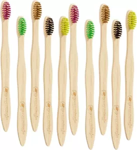 Spazzolino da denti in bambù ecologico setole medie legno biodegradabile naturale adulto - Foto 1 di 22