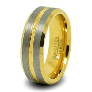 Herren Wolfram 18 kt Gold Ring Band 8 mm breit bequeme Passform RG135 P1/2 - Bild 1 von 5