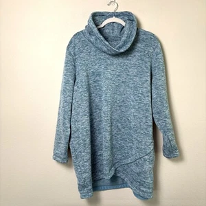 Lands End Fleece Tunika Damen 1X 16 - 18 W blau Pullover Wasserfallausschnitt Langarm - Bild 1 von 13