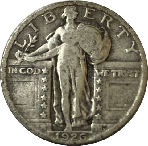 1926 Standing Liberty Quarter Fine Grade 90% Silver Cover