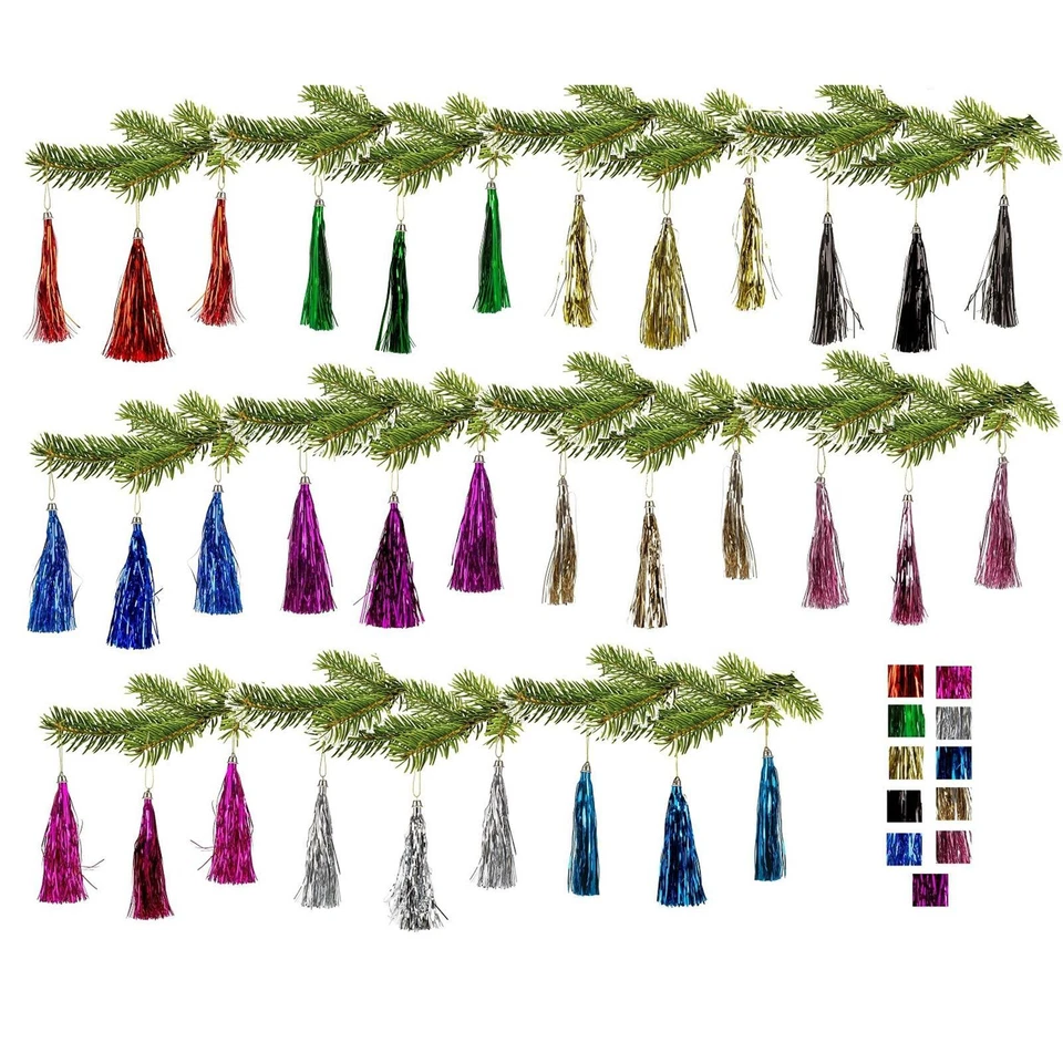 Lamettini Anhänger Lametta Quaste Baumschmuck Christbaumschmuck in vielen Farben - Bild 1 von 1