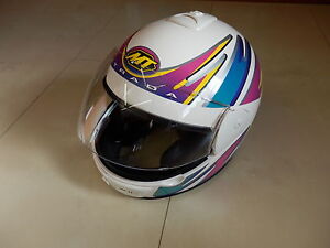 MT Motorradhelm Integral Helm weiß / schwarz lila pink gelb  XS S M L helmet H5 