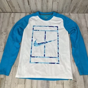 Nike Running Dri Fit Mens Size Small Blue White Back Pockets Long Sleeve Shirt - Picture 1 of 8