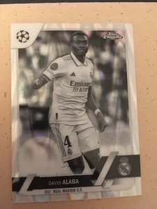 2022 Topps Chrome UEFA Black & White RayWave #82 David Alaba Real Madrid CF - Picture 1 of 2