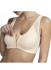 Lot Of 2 New Post Surgery Front Closure Bra Support Adjustable Straps Beige 2XL - Picture 1 of 7