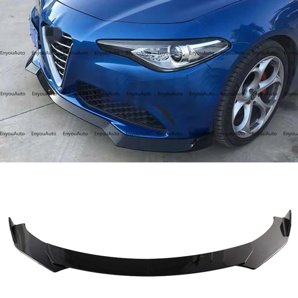For Alfa Romeo Giulia UNIVERSAL Front Bumper Lip Spoiler Splitter Glossy Black Foto 1 de 4