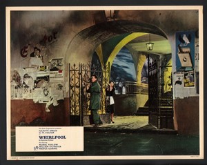 Whirlpool Lobby Card-O.W. Fischer and Juliette Greco outside