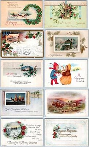 LOT/10 ANTIQUE CHRISTMAS VINTAGE POSTCARDS EARLY 1900's CONDITION VARIES #103 - Picture 1 of 12