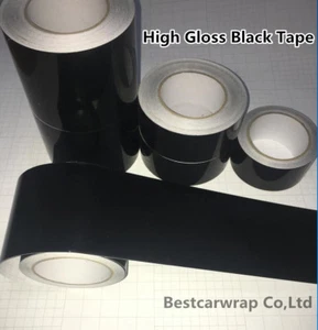 High Gloss Black Vinyl Tape DIY Car Wrap Sticker Decal Glossy Film Adhesive DIY - Picture 1 of 4