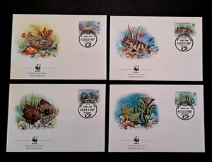Antigua World Wildlife Fund, Fish, (4) First Day Covers, 15, 40, 60 cent and $1. - Picture 1 of 2