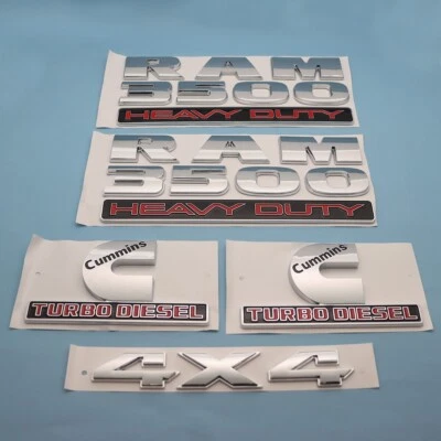 5Pc Set For 2015-2018 RAM 3500 Heavy Duty 4X4 Cummins Turbo Diesel Emblem Chrome Foto 1 de 4