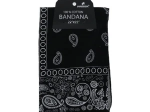 24 Cotton Bandanas - Black Scarf Face Coverings - Versatile & Stylish Bandana - Picture 1 of 1