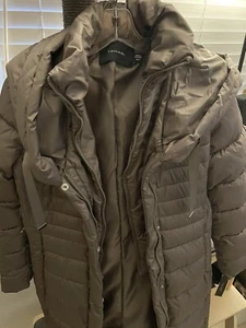 TAHARI Womens Puffer Coat Jacket Knee Length Hooded Full Zip Small - Picture 1 of 7