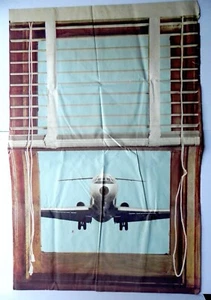 Window Size Poster Showing Twin Engine Widebody Airliner Heading towards Window - Picture 1 of 2
