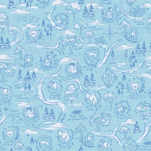 Riley Blake 100 Aker Woods Map Sky Blue Winnie the Pooh Fabric by Jill Howarth - Picture 1 of 2