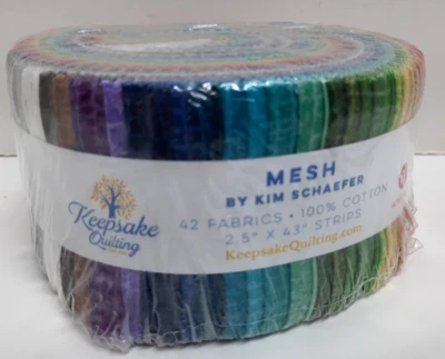 Keepsake Quilting 'MESH' Jelly Roll 42 Cotton Strips 2 1/2" Kim Schaefer Andover - Image 1 of 4