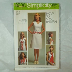 Abito basic vintage 1970 SIMPLICITY 9236 Jr Pts con 4 colletti e motivo cravatta (X) - Foto 1 di 2