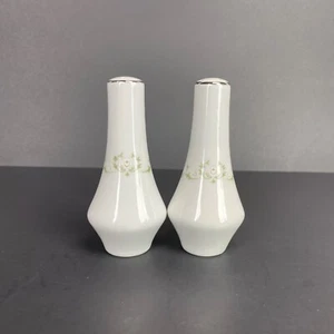 Porcelain Salt & Pepper Shakers Japan Elegant China Hand Painted White Rose - Picture 1 of 10