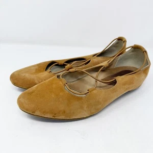 Earthies ESSEN Tan Suede Leather Ballet Flats Cognac Size 7.5 B - Picture 1 of 9