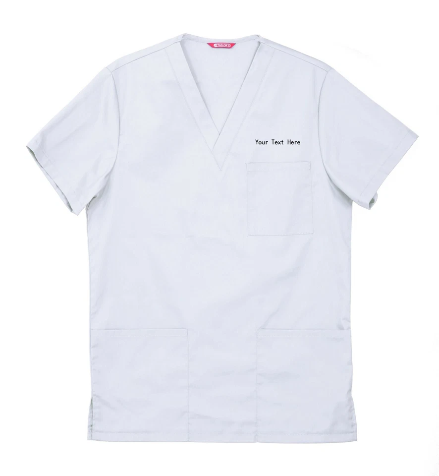 Custom Embroidered Men's Scrub top Personalised with your Text Workwear  - Image 1 of 1