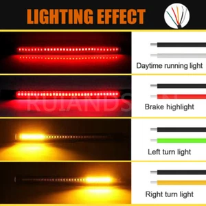 12V LED Motorcycle DRL Turn single light brake lamp three in one taillights Bar - Picture 1 of 12