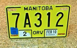 Canada Manitoba ORV Snowmobile Snow Machine License Plate Tag # 7A312 EXPIRED - Picture 1 of 5