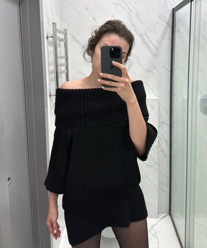 Maglione donna VALENTINO tunica abito lana seta nero taglia S