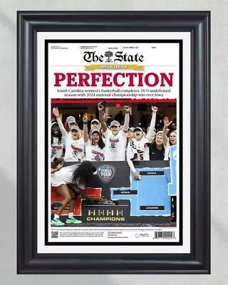Periódico enmarcado 2024 South Carolina Gamecocks campeones de baloncesto femenino - "P Foto 1 de 4