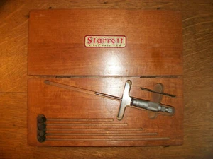 VINTAGE STARRETT #440 DEPTH MICROMETER WITH WOODEN CASE NO RODS - Picture 1 of 5