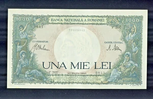 Romania 1000 Lei Banknote 1943 Absolutelly Stunning Mint Condition ! Cat #52 - Picture 1 of 2
