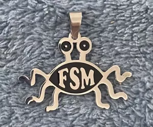 Flying Spaghetti Monster Necklace Pendant (FSM) Pastafarian - Stainless Steel - Picture 1 of 11