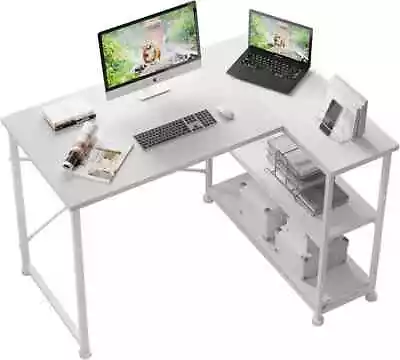 Umkehrbarer Schreibtisch Eckschreibtisch Bürotisch L-Form Arbeitstisch Mit Regal - Bild 1 von 4