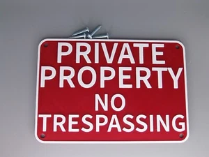 1 X WEISS/ROTES SCHILD PRIVATGRUNDSTÜCK KEIN BETRETEN ZAUN TOR PLAKETTE 160X110 - Bild 1 von 4