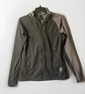 Black Diamond Jacket Women Sz M Windstopper Soft Shell Black Gray Full Zip Hood - Picture 1 of 9