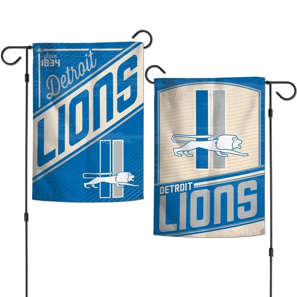 DETROIT LIONS RETRO DESDE 1934 12"X18" 2 CARAS JARDÍN BANDERA WINCRAFT 🦁 Foto 1 de 1