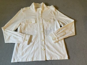 Cabi Jacket Women’s S White Buttons Full Zip Pockets Back Layered Classic - Picture 1 of 8