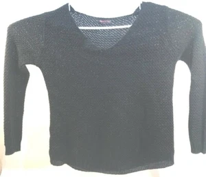 Miracle City leichter Glitzer-Damenpullover V-Ausschnitt Größe S/M schwarz gebraucht, in einwandfreiem Zustand - Bild 1 von 4